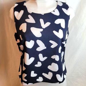 INC International Concepts Navy and White Heart Blouse